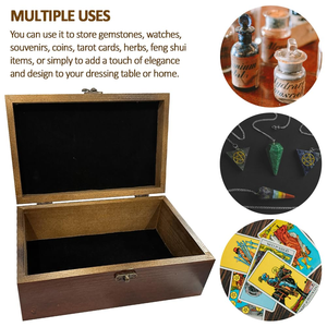 Caja de Madera para Guardar Recuerdos, Caja de Tarot Rectangular de Pino con Patrón Tallado de Fases Lunares y Solares para Guardar Joyas de Aniversario - Product Image 4