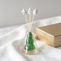 Diffuseur d'arômes en verre double couche en forme de sapin de Noël, construction en plâtre, sans alcool, écologique, longue durée