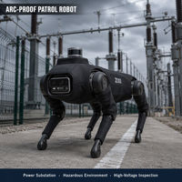 Combinaison de protection anti-arc électrique noire mate, ignifuge, pour l'inspection de robots quadrupèdes industriels