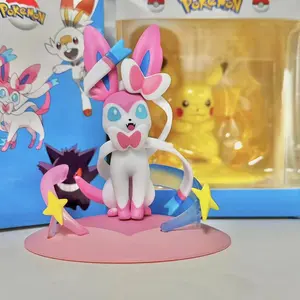 Yüksek kalite toptan 9 adet/takım 10cm PVC Kawaii bebek Eevee Pikachu gift Action eylem oyuncak 10cm kör kutuları için Anime figürleri hediye