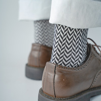 KTS221 OEM motif personnalisé Gentleman coton chaussette loisirs Double aiguille diamant treillis longues bureau classique affaires hommes chaussettes
