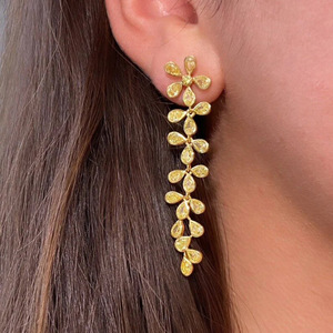 Orecchini Pendenti a Goccia con Fiori per Donne, Eleganti Gioielli da Sera alla Moda - Product Image 2