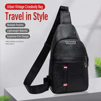 Sac de Poitrine Homme Décontracté en PU Imperméable pour Extérieur, Sac Bandoulière Texturé Messager Portable pour Affaires, Petit Sac