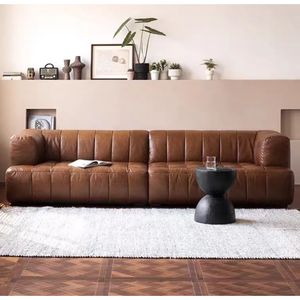 2025 नए असली चमड़े के सेशनल सोफे तीन-सीटर लकड़ी फ्रेम लक्जरी डिजाइन आरामदायक परिवार लिविंग रूम लाउंज - Product Image 1