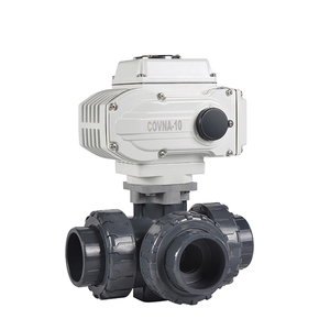 วาล์วบอลไฟฟ้าแบบมอเตอร์ COVNA สำหรับงานด่วน แบบเกลียวสามทาง UPVC พลาสติก พร้อมข้อต่อแบบ True Union ใช้ไฟ DC24V วาล์ว 3 ทาง PVC - Product Image 1