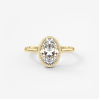 Anillo de Compromiso y Boda con Diamante de Laboratorio de 2 Quilates, Corte Ovalado, Engaste Catedral Solitario, Oro Sólido de 10K/14K/18K, Certificado IGI, CVD/HPHT