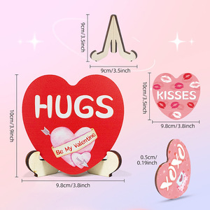 Banderas de madera en forma de corazón para el Día de San Valentín, decoraciones para mesas de boda y artesanías de madera, disponibles en stock. - Product Image 2