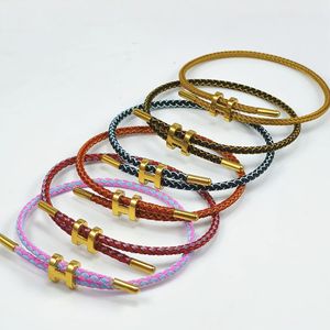 Wholesale Waterproof Adjustable Gold plated Stainless Steel H buckle Braided Wire <b>rope</b> Bracelet - Product Image 2