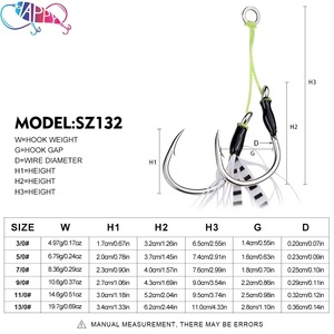 Nouveau 3/0 # -13/0 #   2 paires d'hameçons assistants pré-montés en acier à haute teneur en carbone avec jupe en silicone pour la pêche en mer à la traîne - Product Image 3