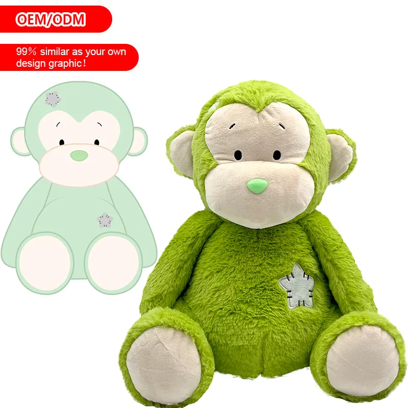 CE ASTM 사용자 정의 마스코트 귀여운 녹색 코 원숭이 푹신한 인형 동물 봉제 장난감 제조 업체 창조적 인 부드러운 봉제 인형 어린이 인형 선물