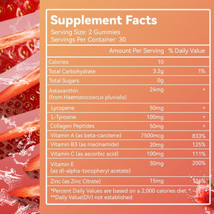 Gummies de bronzage sans sucre pour adultes, à base de bêta-carotène et de vitamine C, pour <span class=keywords><strong>un</strong></span> teint hâlé naturel et éclatant – Vente en gros - Product Image 2