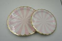 Assiettes jetables biodégradables en papier pour dîner, fournitures de fête, ensembles de vaisselle, incrustations dorées, style américain, ustensiles