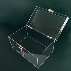 एक्रिलिक बॉक्स बड़े आकार पारदर्शी आयोजक गहने खिलौने के लिए गोल्डन कलर लॉक के साथ एक्रिलिक बॉक्स - Product Image 4