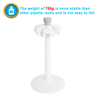 Support de micropipettes de laboratoire en plastique WEIAI, type L, pour jusqu'à 6 micropipettes, rotation à 360 degrés, support rond pour pipettes
