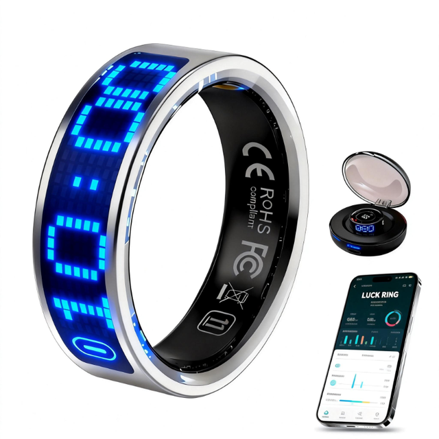 IP68 Waterproof Digital LED Display Screen Smart Ring App Control Heart Rate HRV Health Tracker with Sleep Tracking