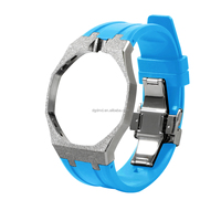 Caja de reloj de acero inoxidable con acabado granulado esmerilado y correa de caucho compatible con el reloj de bolsillo S-watch X Royal Pop