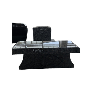 Pierre tombale en granit <span class=keywords><strong>noir</strong></span> sculptée à la main personnalisée conception simple avec tombes funéraires commémoratives en <span class=keywords><strong>marbre</strong></span> à surface plane - Product Image 2