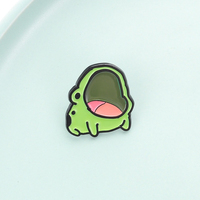 Épinglette amusante grenouille verte à grande bouche, badge animal mignon, épinglette grenouillère Kawaii pour sacs à dos et vestes
