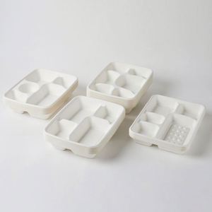 Boîte alimentaire blanche biodégradable en bagasse de canne à sucre, emballage jetable compostable pour plats à emporter, vaisselle à 4/5/6 compartiments - Product Image 1
