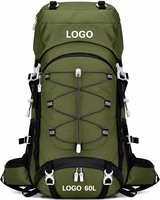 Tas Ransel Pendakian Gunung Anti Air untuk Petualang dengan Penutup Hujan 60L, Tas Punggung Hiking untuk Perjalanan Luar Ruangan