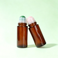 Flacon roll-on en verre de luxe vide pour huile de massage, 30 ml et 50 ml, avec bille roulante en jade et quartz rose, pour parfum et déodorant