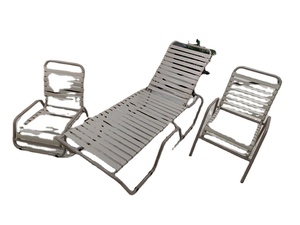 Hôtel moderne station balnéaire loisirs extérieur chaise longue au bord de la piscine chaise longue chaise longue blanc PVC ceinture - Product Image 5