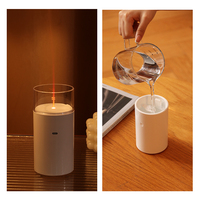 Diffuseur d'arômes ultrasonique USB avec batterie intégrée et lumière nocturne effet flamme, capacité de 60 ml pour la maison, la voiture et l'hôtel