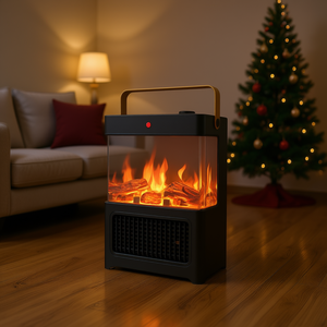Calentador Eléctrico con Chimenea Decorativa de 1500W, Llama LED Portátil, Calefacción Interior para Hogar, Oficina, Decoración Navideña - Product Image 2