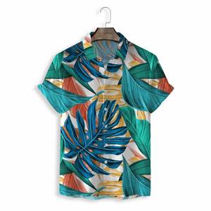 Giản Dị Tùy Chỉnh Mô Hình In Kỹ Thuật Số Nút <span class=keywords><strong>up</strong></span> Ngắn Tay Áo Người Đàn Ông Của Bãi Biển Aloha Hawaii Áo Sơ Mi - Product Image 2