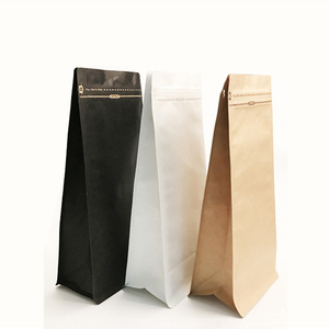 Imballaggio per caffè, sacchetti di caffè compostabili in carta Kraft a fondo piatto con valvola e cerniera Bolsas Para Cafe Coffee Packaging - Product Image 2