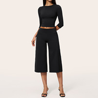 Ensemble de yoga long pour femme avec logo personnalisé, haut de sport à bretelles effet seconde peau et legging taille haute effet push-up, tenue de sport pour la gym