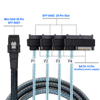 Cable de Transmisión de Alta Velocidad Mini SAS SFF-8087 a 4 SFF-8482 con Blindaje Trenzado de PVC para Ordenador/Servidor RAID