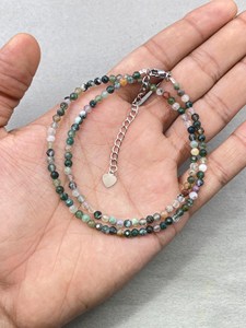 Gargantilla de Ágata India con Cuentas, Joyería Delicada con Piedras Preciosas, Cuentas Microfacetadas, Collar de Cristal, Joyería Minimalista, Pequeñas Piedras Preciosas - Product Image 1