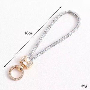 Elegante Pulsera de Metal con Diamantes de Imitación <span class=keywords><strong>para</strong></span> Teléfono Móvil, Correa de Reloj de Cristal Brillante, Pulsera Corta, Cordón <span class=keywords><strong>para</strong></span> Llaves - Product Image 2