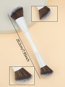 2025 Bajo MOQ Marca Privada <span class=keywords><strong>Brocha</strong></span> <span class=keywords><strong>Kabuki</strong></span> Grande Plana de Doble Punta para Base y Colorete, Sintética Premium Esponjosa para Rostro - Product Image 5