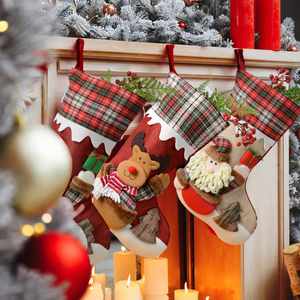 Chaussette de Noël personnalisée à applique 3D, nom brodé, 19 pouces, grande taille, Père Noël, bonhomme de neige, renne, sac cadeau pour enfants - Product Image 2