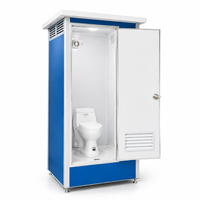 Toilettes publiques portables préfabriquées d'extérieur, à compartiment unique, design ventilé, étanches à la pluie, installation rapide, faible coût
