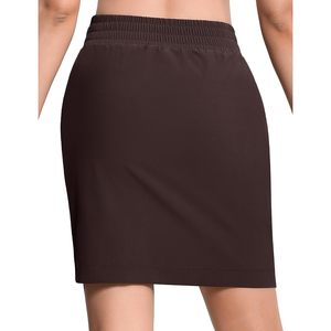Falda pantalón de golf para mujer, modesta, hasta la rodilla, atlética, para tenis, con pantalones cortos incorporados, 4 bolsillos, marrón, spandex, poliéster, de secado rápido - Product Image 5