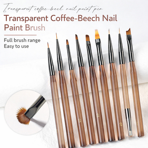 Lot de 9 pinceaux à gel pour ongles personnalisables en gros, avec poils en nylon légers, applicateur ovale multifonctionnel pour lignes fines, outil de salon de manucure - Product Image 1