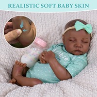 Poupée Reborn Afro-Américaine Noire de 18 Pouces, Peau Foncée Réaliste, Nouveau-né, Bébé, Peinte à la Main, Effet Naturel, Cadeau de Collection