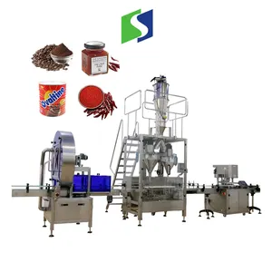 Full Automatic Liner Type Auger Screw Powder Canned Packing Machine Sugar Coffee Powder Bottle Packing Line