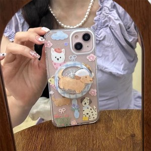 Cane carino staffa magnetica adatto per Apple 15 ProMax cassa del telefono 12 doppio strato <span class=keywords><strong>iPhone</strong></span> <span class=keywords><strong>13</strong></span> pacchetto completo Flash <span class=keywords><strong>rosa</strong></span> custodia del telefono - Product Image 5