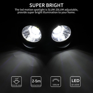 Lampe solaire IP65 à 22 LED avec double détecteur, projecteur étanche à capteur de mouvement, lampe murale extérieure pour jardin, cour, éclairage de sécurité de rue - Product Image 3