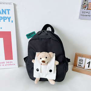 Mochila escolar con cremallera, diseño de oso de peluche, mochila de viaje pequeña de nailon impermeable, juguete de peluche para jardín de infantes - Product Image 3