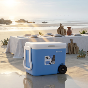 Custom 45L Reusable Durable Cooler <b>Box</b> with 72 Hours Ice Retention Portable Thermal Ice <b>Box</b> with Wheels - Product Image 1
