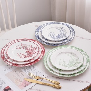 Vente en gros Style européen 3pcs ensembles d'assiettes en porcelaine à motifs de fleurs - Product Image 2
