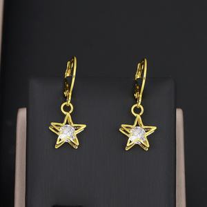 JXX Fashion Classic Style Brass & Gold Plated Star Zircon <b>Earrings</b> Women's Jewelry 24k Drop Earing - Product Image 3