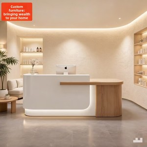 เคาน์เตอร์เก็บเงินแบบเรียบง่ายทันสมัย QT-219X ทำจาก MDF สำหรับร้านเสริมสวย สตูดิโอโยคะ บาร์ เคาน์เตอร์ร้านขายเสื้อผ้าสตรี - Product Image 2