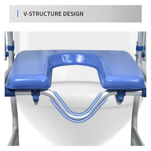 Chaise de toilette roulante en aluminium moderne pour soins à domicile, avec accoudoirs pliables, portable, légère, capacité 125 kg, pour <span class=keywords><strong>personnes</strong></span> âgées - Product Image 6