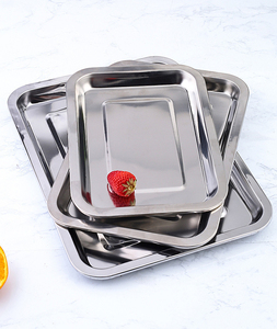 Plateau de service alimentaire en <span class=keywords><strong>acier</strong></span> inoxydable 410 incassable, design rectangulaire à motif végétal, écologique, prix plus bas - Product Image 3